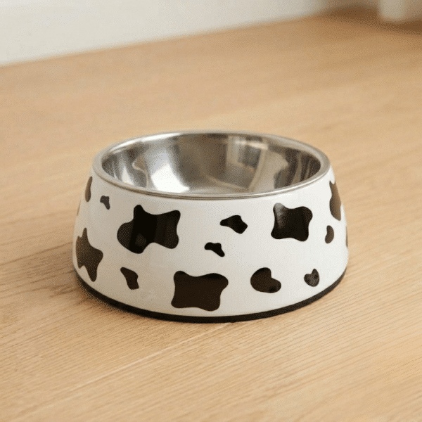 Gamelle Chien : Inox motif vache noir et blanc