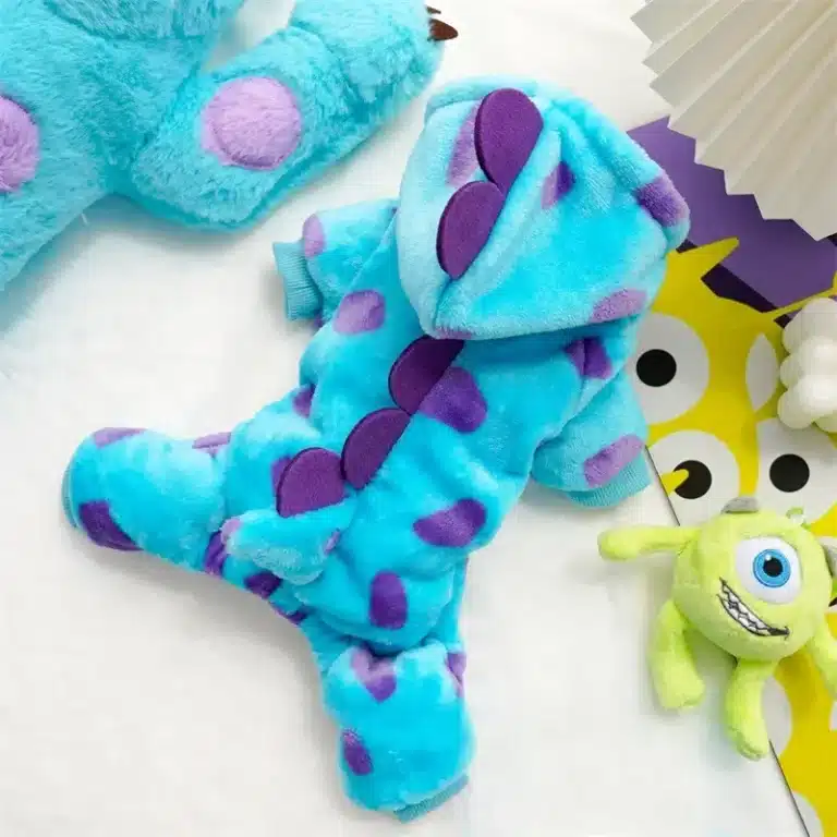 Déguisement dinosaure bleu et violet chien 6