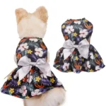 Robe chihuahua motif fleurs noeud blanc 3