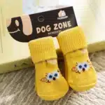 Chaussette pour chien maison jaune 1