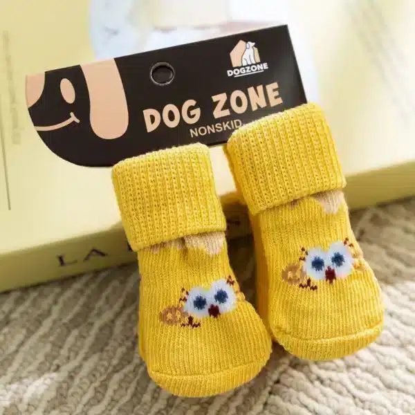 Chaussette pour chien maison jaune 1