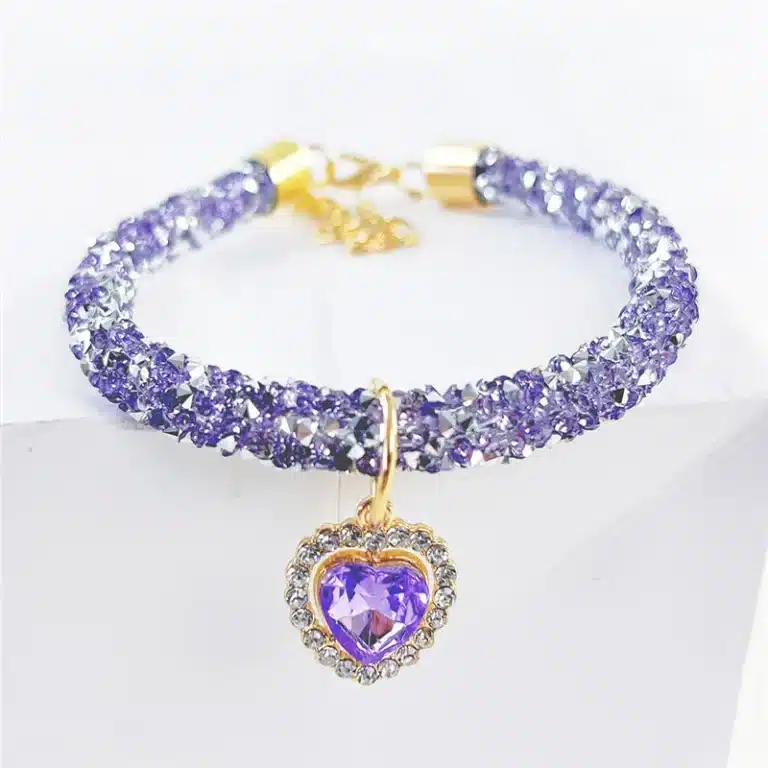 Collier en cristal chihuahua violet 7