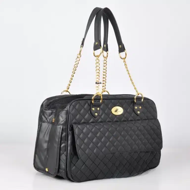 Sac de luxe en cuir noir chihuahua 4