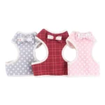 Ensemble harnais et laisse à pois rose petit chien 4