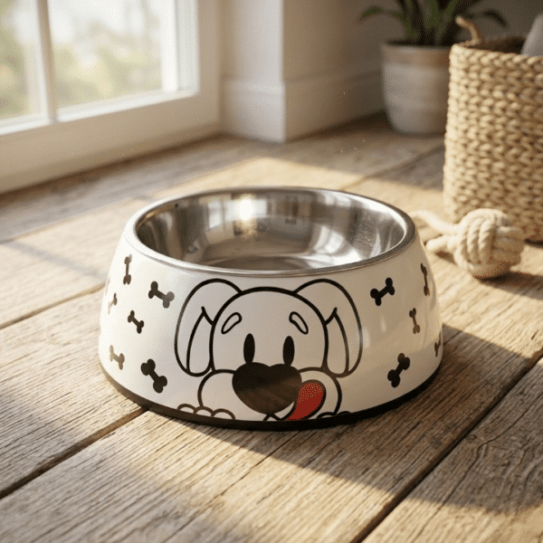 Gamelle Chien : Inox blanche motif chien
