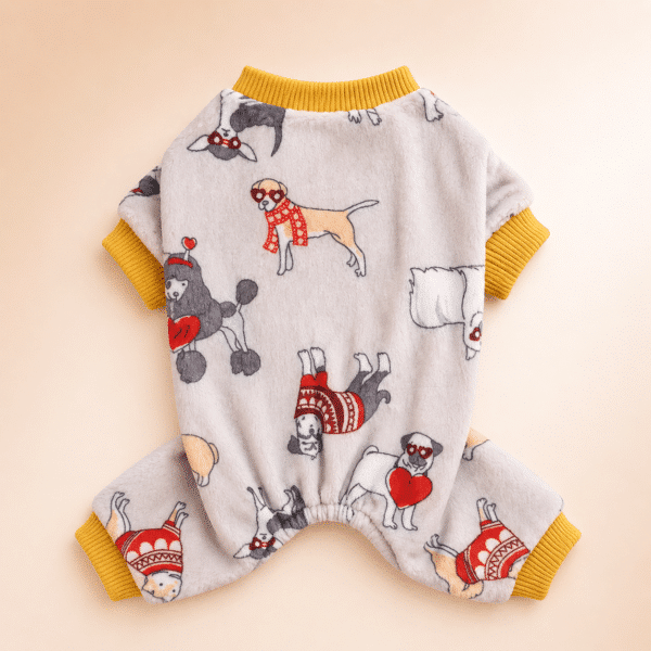 Pull pilou chihuahua motif chien gris et jaune