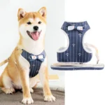 Ensemble harnais et laisse à pois rose petit chien 5