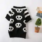 Pull crâne halloween blanc et noir chien 2