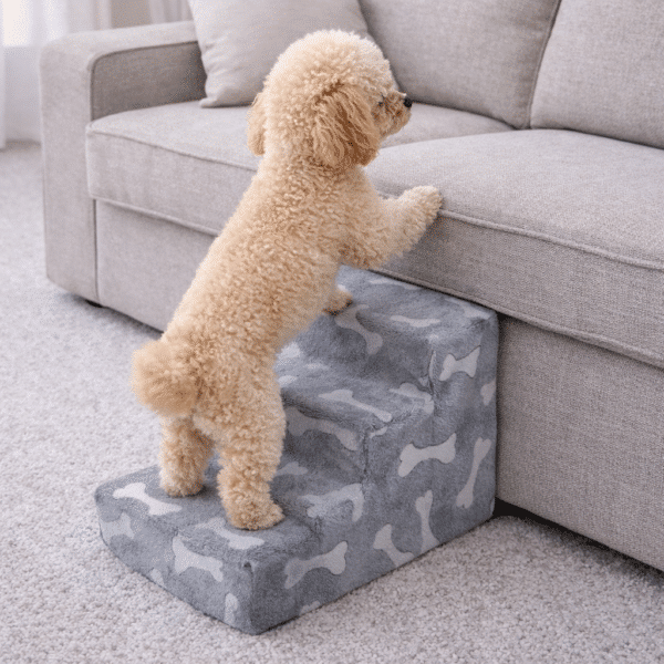 Escalier pour chien fatigué os gris