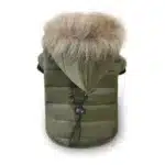 Manteau Chihuahua : Doudoune col fourrure verte 27