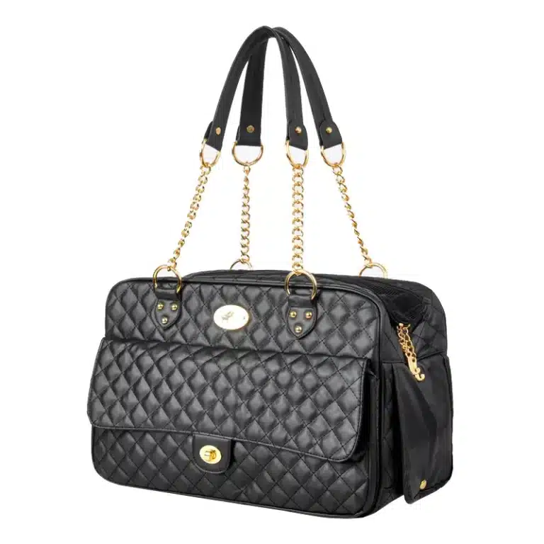 Sac de luxe en cuir noir chihuahua 5