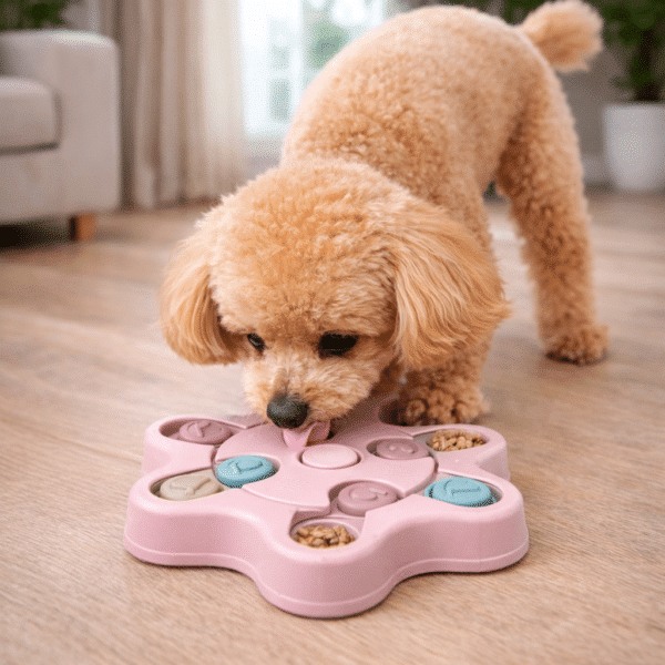 Distributeur croquette étoile rose pour petit chien