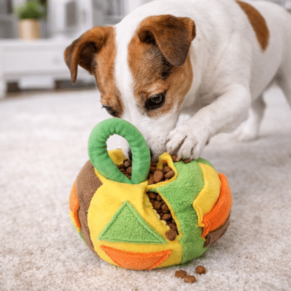 Boule de fouille vert et orange chien