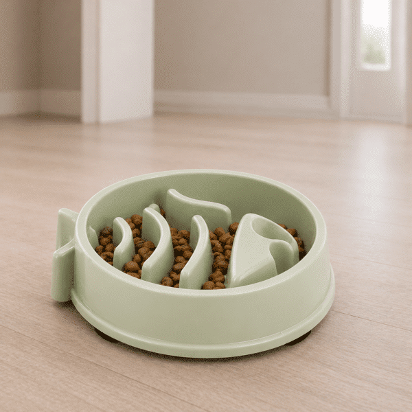 Gamelle anti glouton poisson vert chien