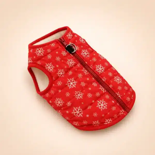Doudoune flocon rouge et blanche chien