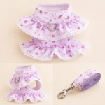 Harnais petit chien dentelle violet et blanc + laissegal