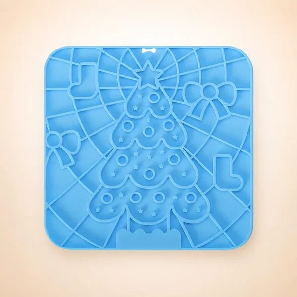 Tapis de léchage forme sapin bleu pour chien