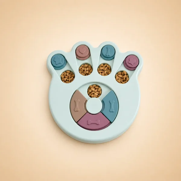 Distributeur croquette patte bleu pour petit chien