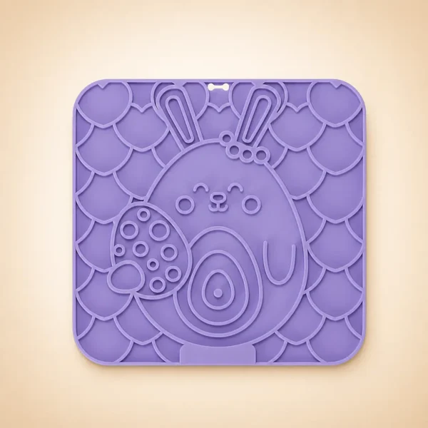 Tapis de léchage forme lapin violet pour chien