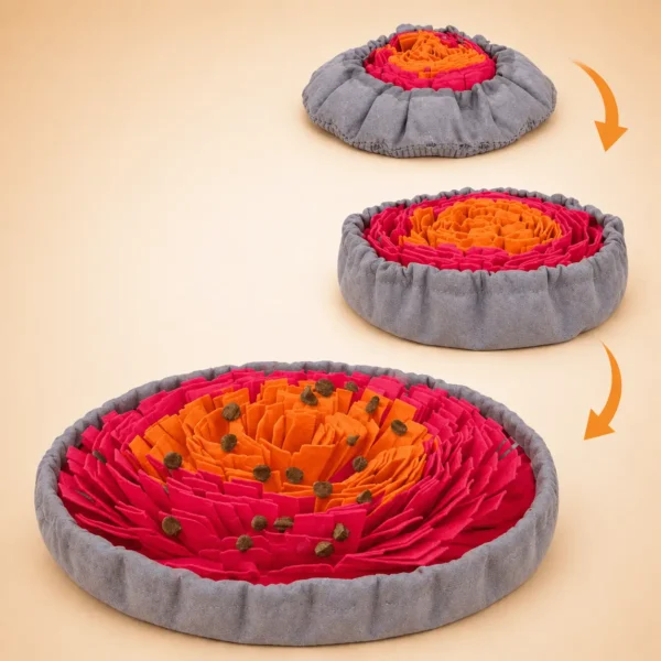 Tapis de reniflage gris et rose chien