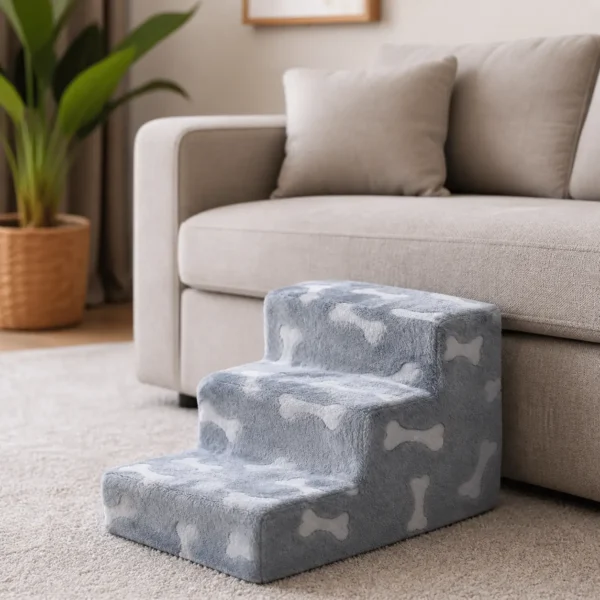Escalier pour chien fatigué os gris