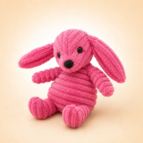 Jouet en peluche côtelé rose pour chien