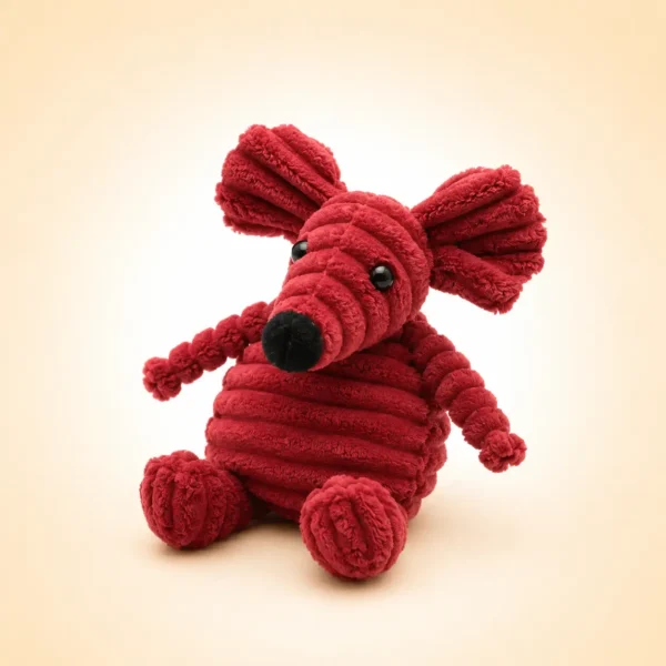 Jouet en peluche souris rouge pour chien
