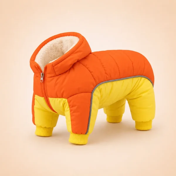 Manteau rembourré orange et jaune petit chien chihuahua