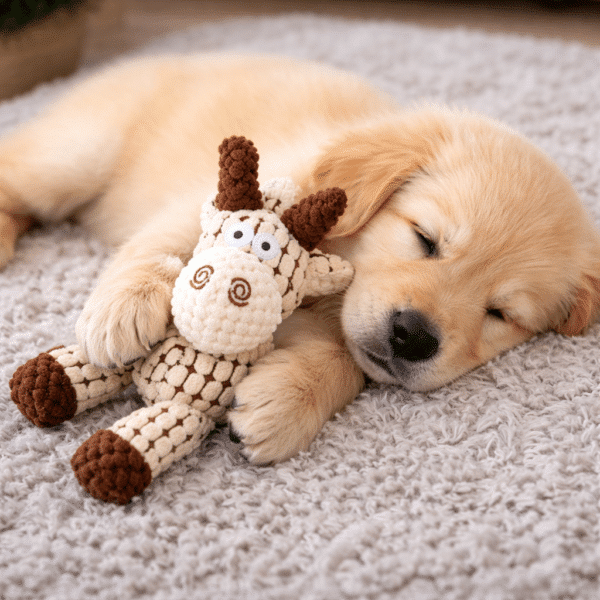 Jouet en peluche côtelé girafe pour chien