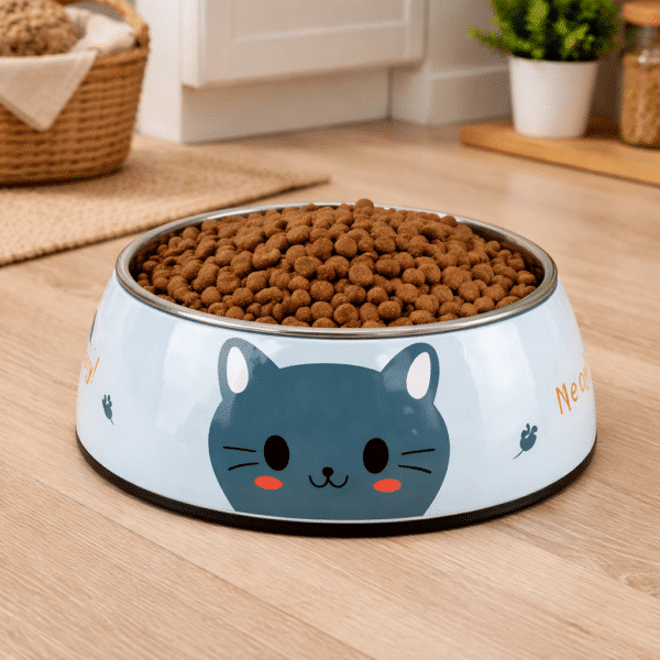 Gamelle Chien : Inox motif chat bleu