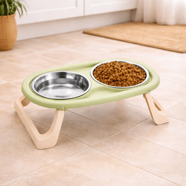 Gamelle double surélevée chien vert