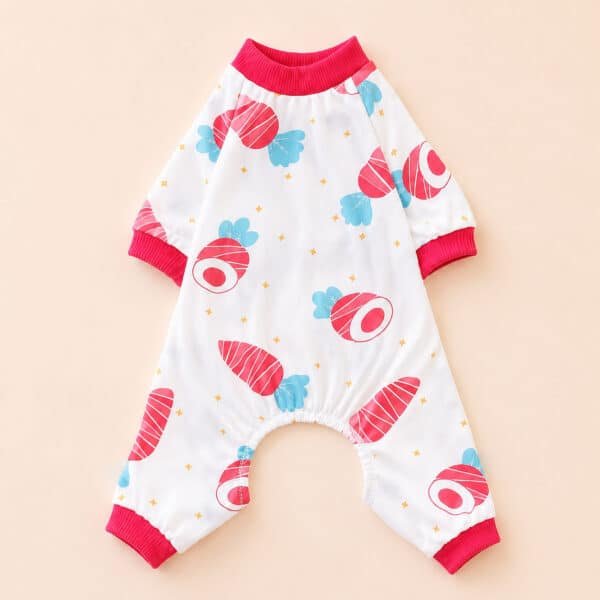 Pyjama pour chihuahua carotte rouge et bleu