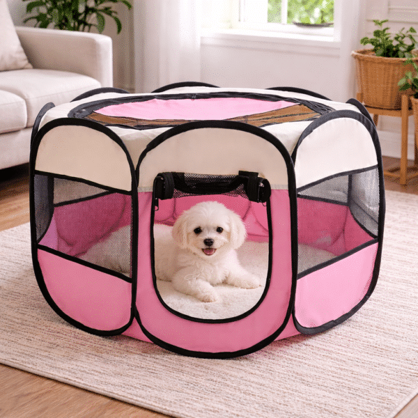 Parc pliable rose pour petit chien