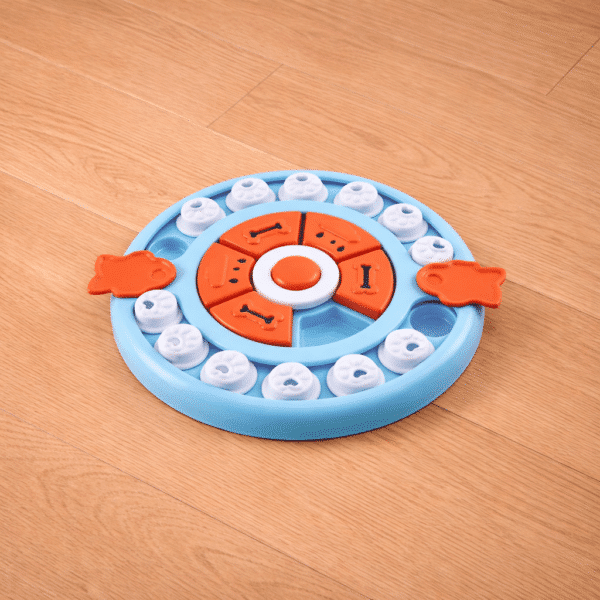 Distributeur croquette bleu et blanc