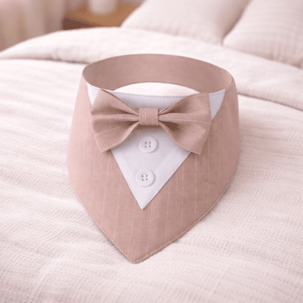 Déguisement noeud papillon rose rayé chien