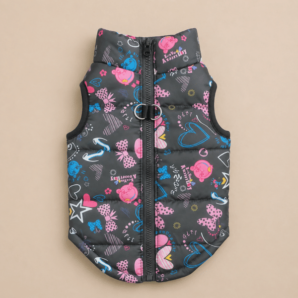 Manteau pour chien motif love rose