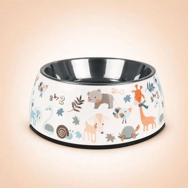 Gamelle Chien : Inox blanc motif girafe