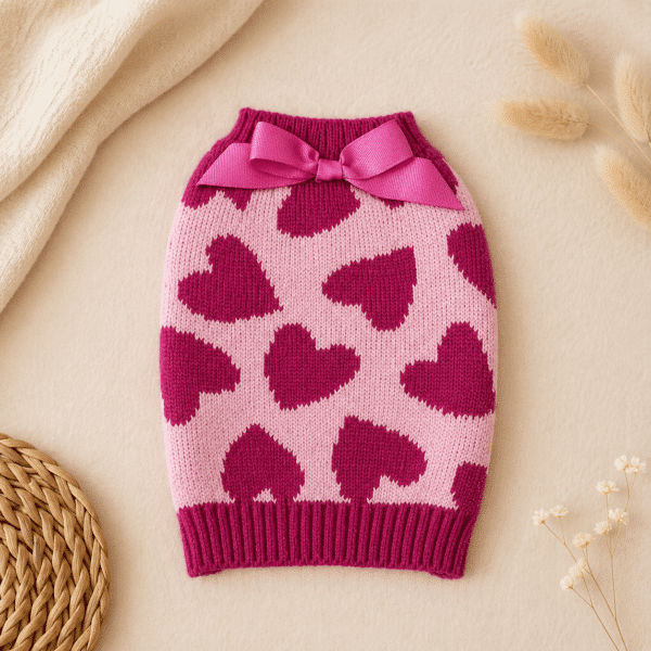 Pull avec coeur rose pour petit chien