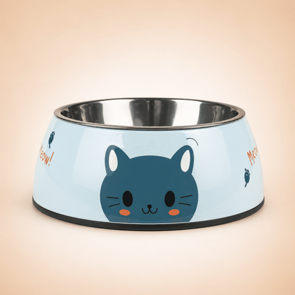 Gamelle Chien : Inox motif chat bleu