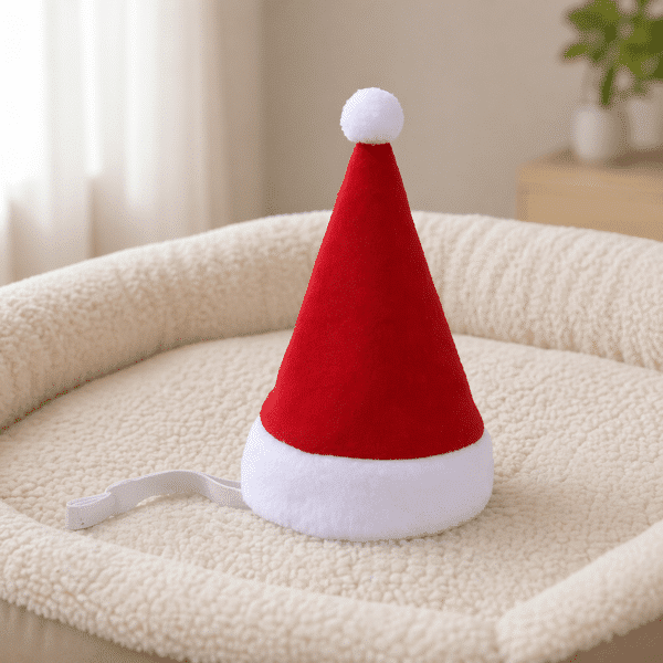 Chapeau de noël ponpon blanc chien