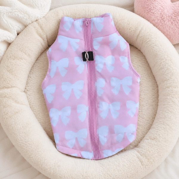 Manteau pour chien noeud papillon rose et blanc