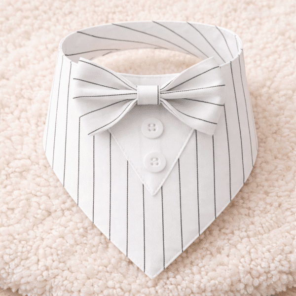 Déguisement noeud papillon blanc rayé chien