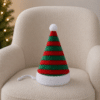 Chapeau de noël rayure verte et rouge chien