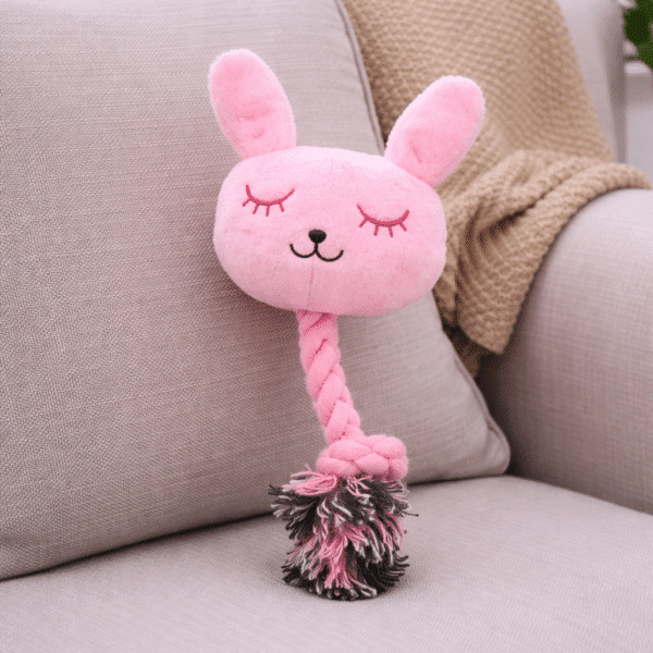 Peluche lapin rose pour chien destructeur