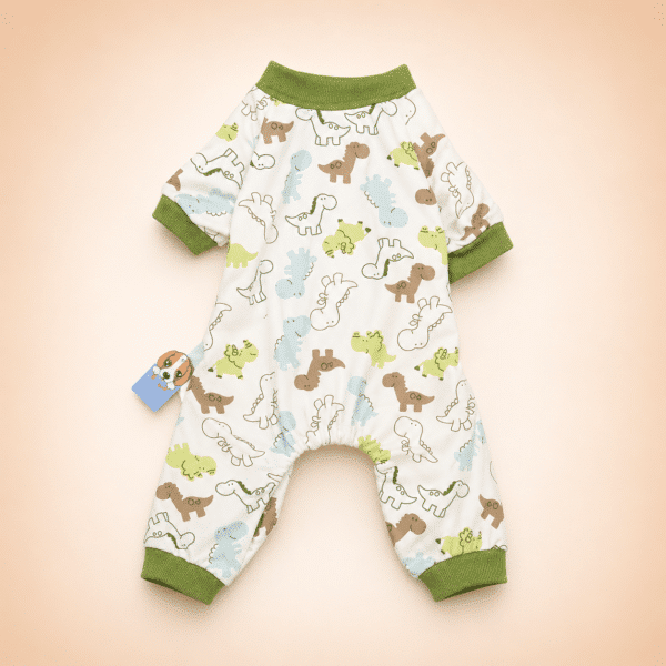 Pyjama chihuahua dinosaure vert et blanc