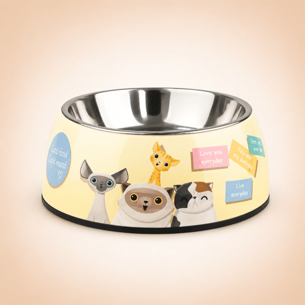 Gamelle Chien : Inox jaune motif chat
