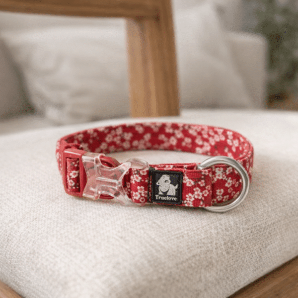 Collier true love fleur rouge petit chien