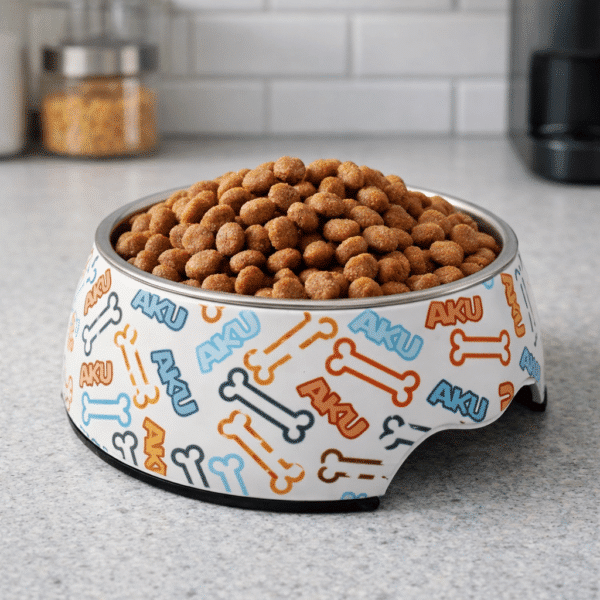 Gamelle Chien : Inox motif os orange et bleu