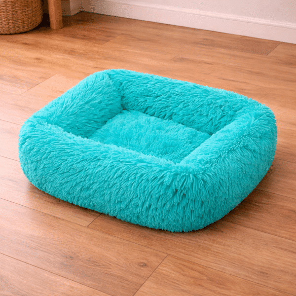 Lit moelleux pour petit chien turquoise