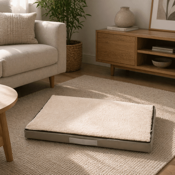 Coussin déhoussable pour chien beige